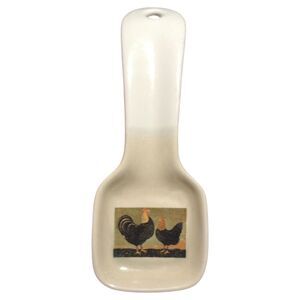 Vintage Warren Kimble & Otagiri Japan Rooster Chicken Ceramic Utensil Spoon Rest